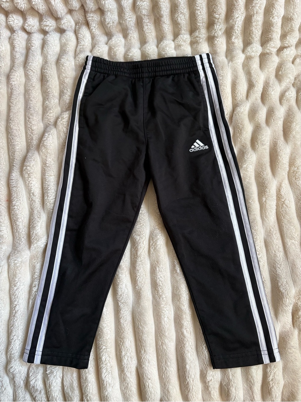 adidas Black Kids Joggers with White Triple Stripes